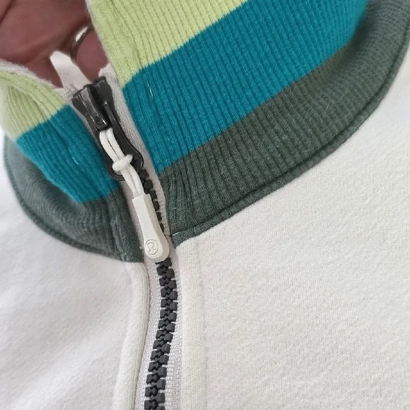 Lululemon Women's Cream Teal Retro Zip-Up Fleece Lined Scuba Jacket Pockets 8 - Picture 5 of 16